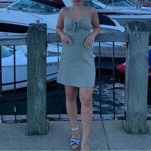 Hollister Sage Green Tie-Front Mini Dress